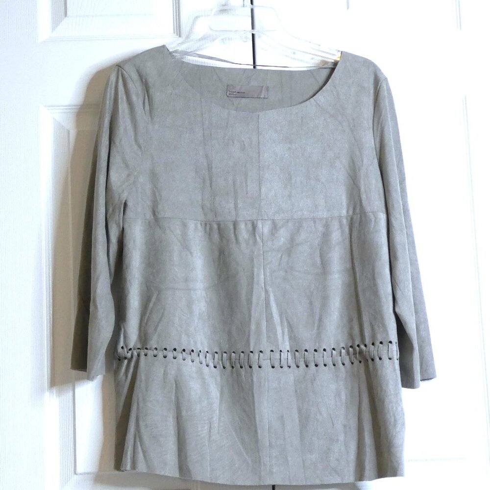 Vero Moda Vintage Gray Hero Blouse Size M Native American Tunic Top Faux Suede